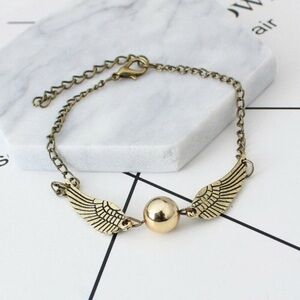NEW Harry Potter Golden Snitch Wing Bracelet Bronze Chain Lobster Clasp
